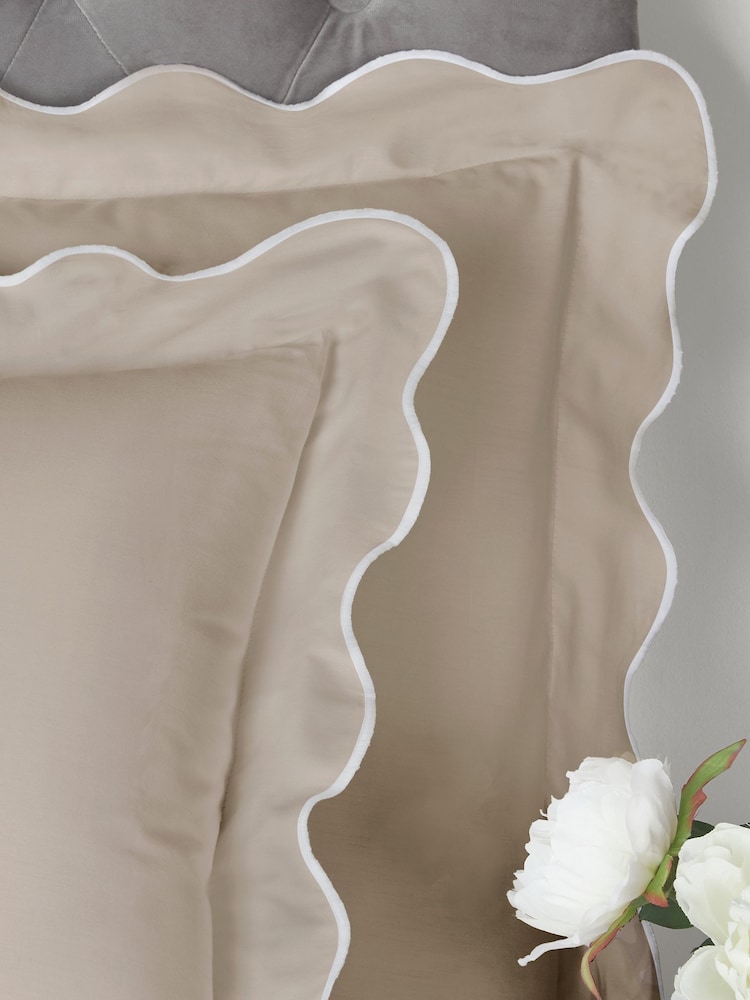 Appletree Natural Scallop Edge 100% Cotton Duvet Cover Set - Image 2 of 3 Appletree Natural Scallop Edge 100% Cotton Duvet Cover Set - Image 2 of 3