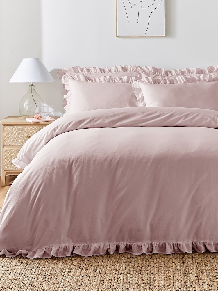 Appletree Lavender Cassia Frill 100% Cotton Duvet Cover Set - Image 1 of 3 Appletree Lavender Cassia Frill 100% Cotton Duvet Cover Set - Image 1 of 3