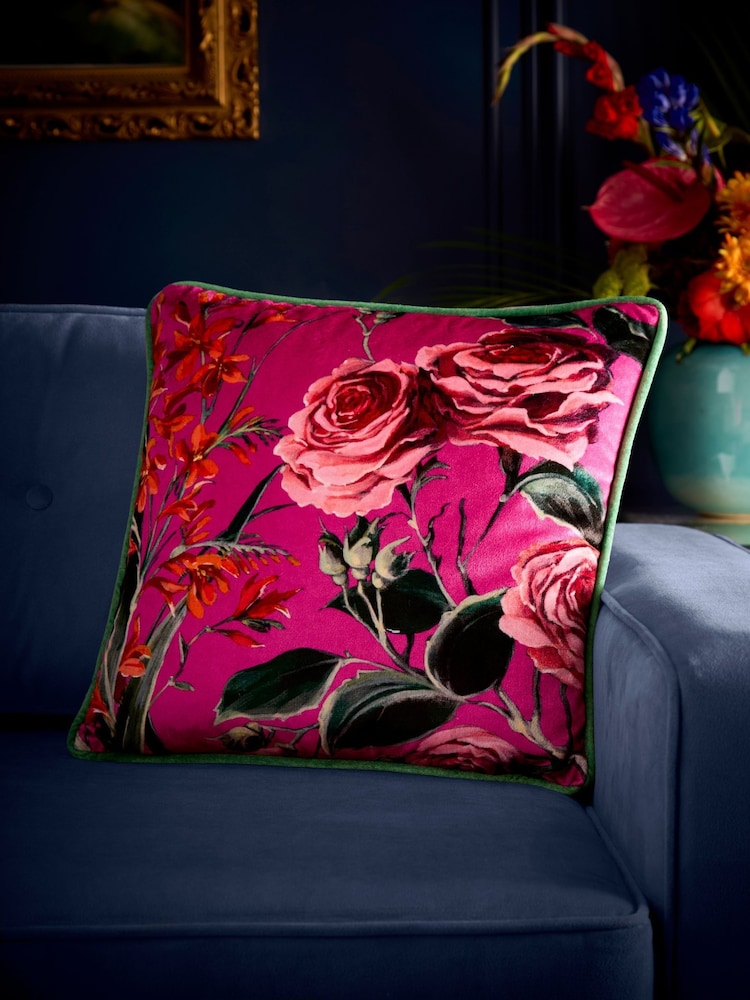 Laurence Llewelyn-Bowen Cotswold Fantasia Dawn Velvet Filled Cushion - Image 1 of 3