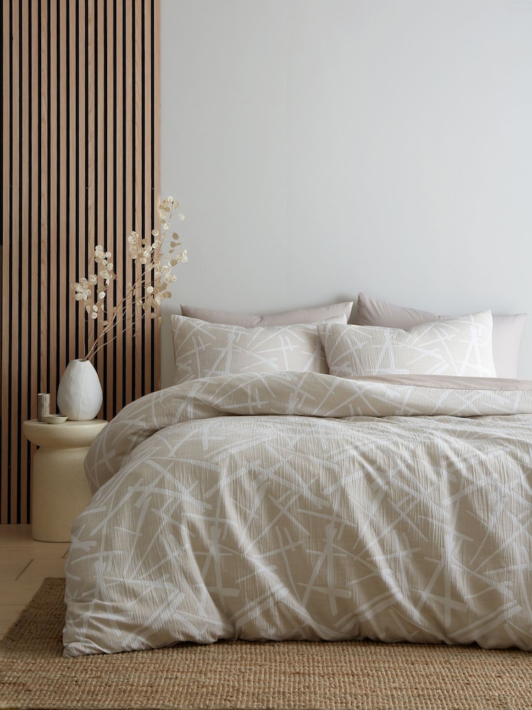 Appletree Natural Otto Textured Jacquard Duvet Cover Set - Image 1 of 4
