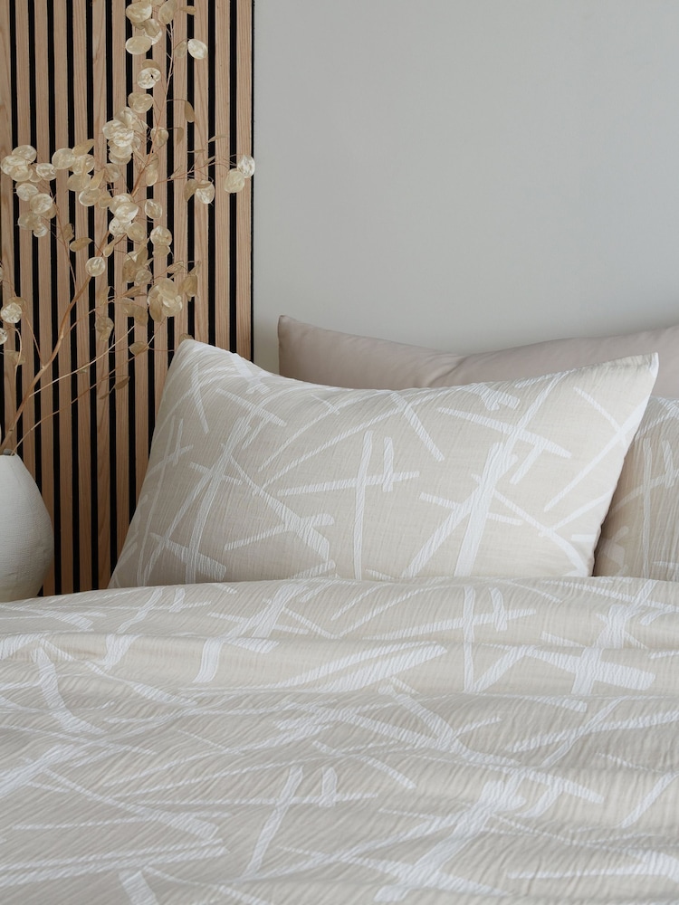 Appletree Natural Otto Textured Jacquard Duvet Cover Set - Image 2 of 4