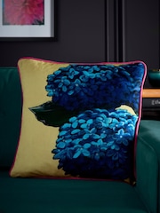 Laurence Llewelyn-Bowen Lime Hiyah Hydrangea Velvet Filled Cushion - Image 1 of 3