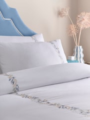 Appletree White Julianna Embroidery 100% Cotton Duvet Cover Set - Image 2 of 5
