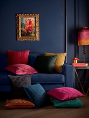Laurence Llewelyn-Bowen Fuchsia Amory Velvet Filled Cushion - Image 4 of 4
