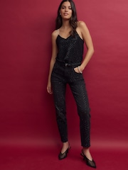 Black Embellished Gem Strappy Camisole - Image 2 of 7