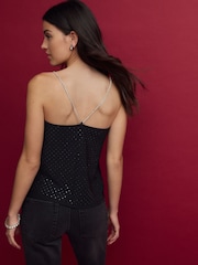 Black Embellished Gem Strappy Camisole - Image 3 of 7