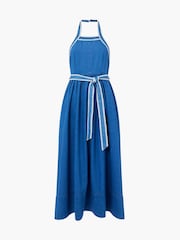 French Connection Blue Zaves Chambray Halter Neck 100% Cotton Dress - Image 5 of 5