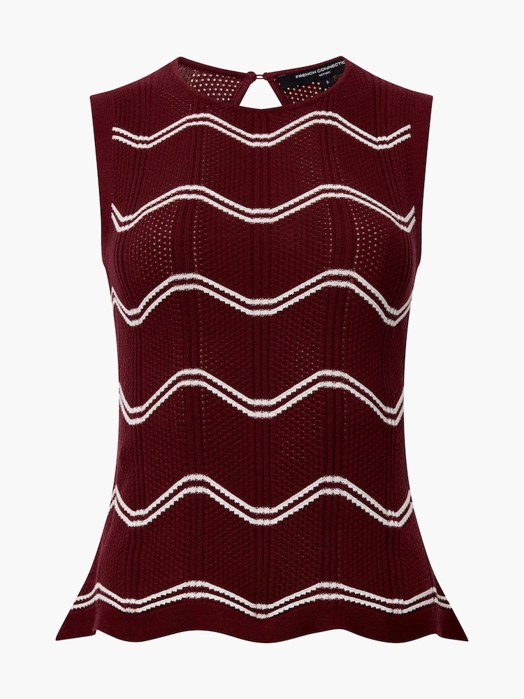 French Connection Red Trudy Crochet 100% Cotton Vest - Image 5 of 5