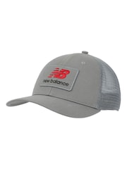New Balance Grey Stacked Patch Logo Trucker 100% Cotton Hat - Image 1 of 3