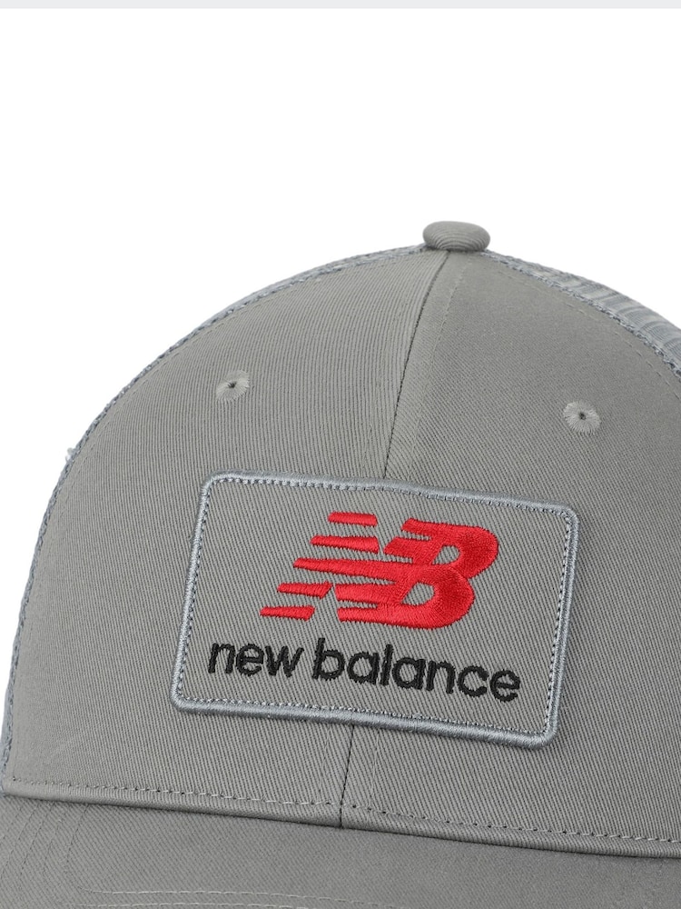 New Balance Grey Stacked Patch Logo Trucker 100% Cotton Hat - Image 3 of 3