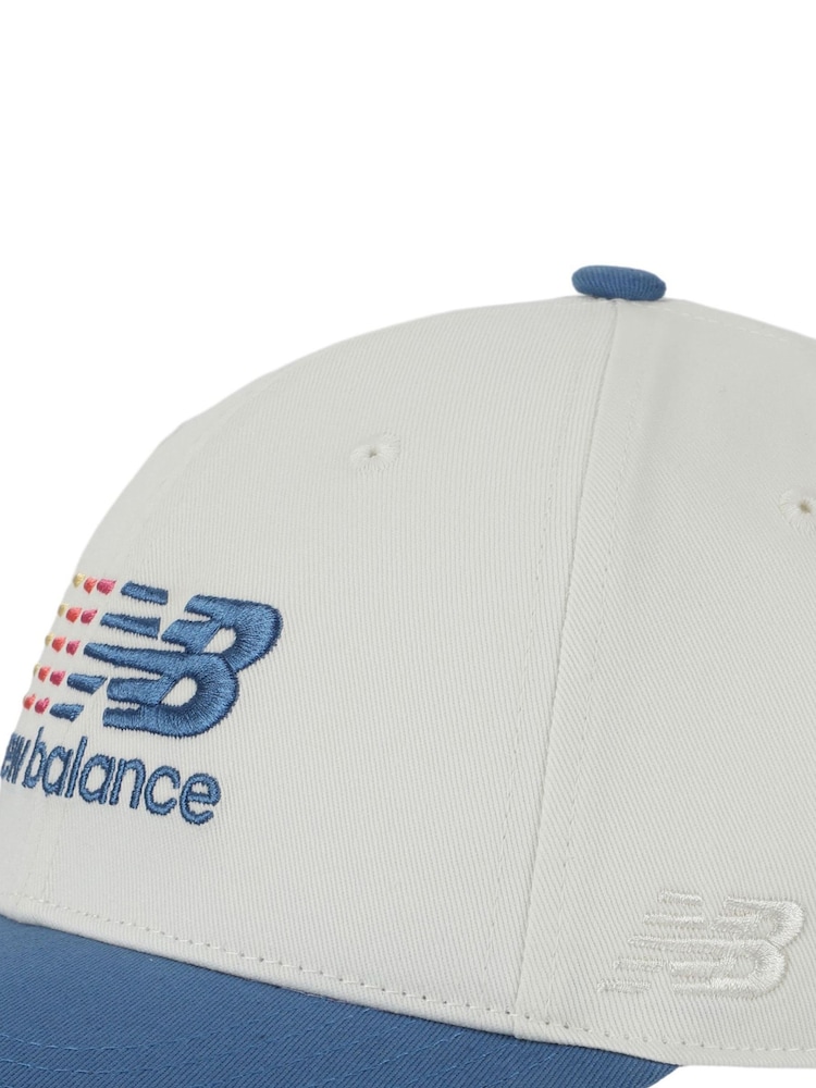 New Balance White 6 Panel Structured Athletics Multi Color Logo 100% Cotton Hat - Image 3 of 3