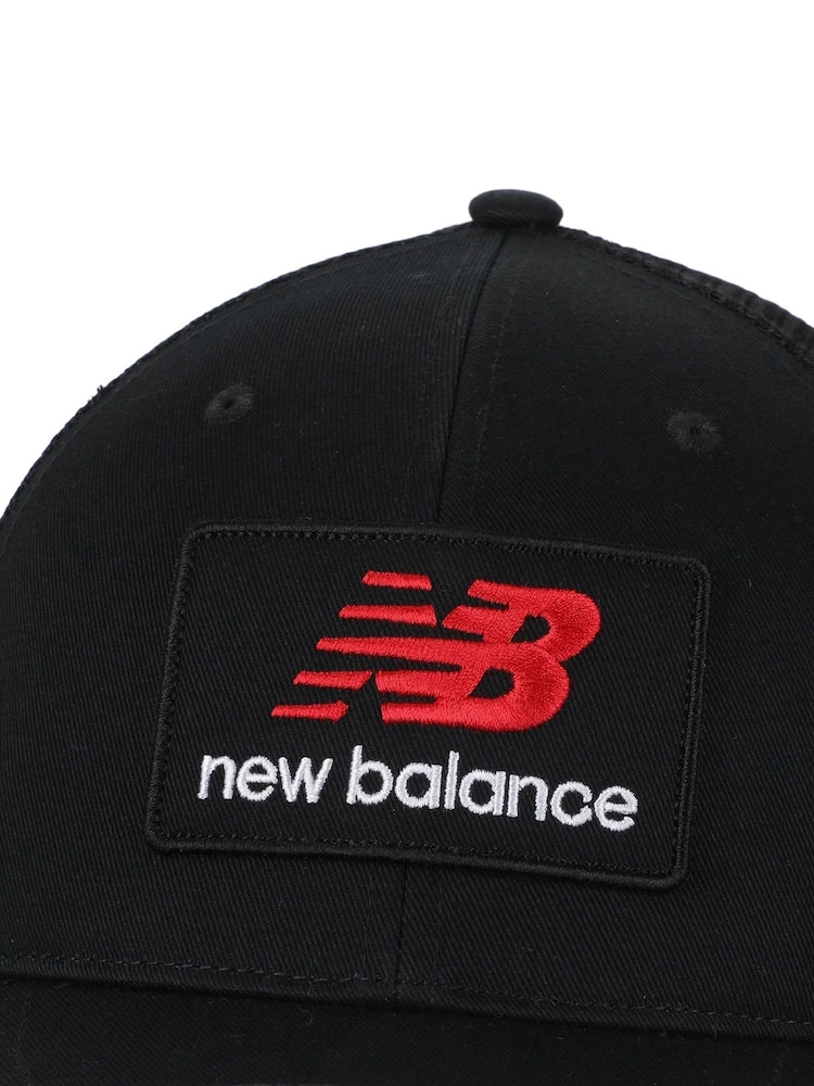 New Balance Black Stacked Patch Logo Trucker 100% Cotton Hat - Image 3 of 3
