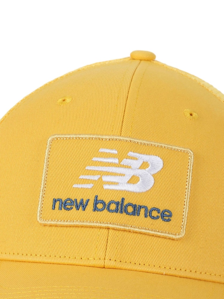 New Balance Yellow Stacked Patch Logo Trucker 100% Cotton Hat - Image 3 of 3