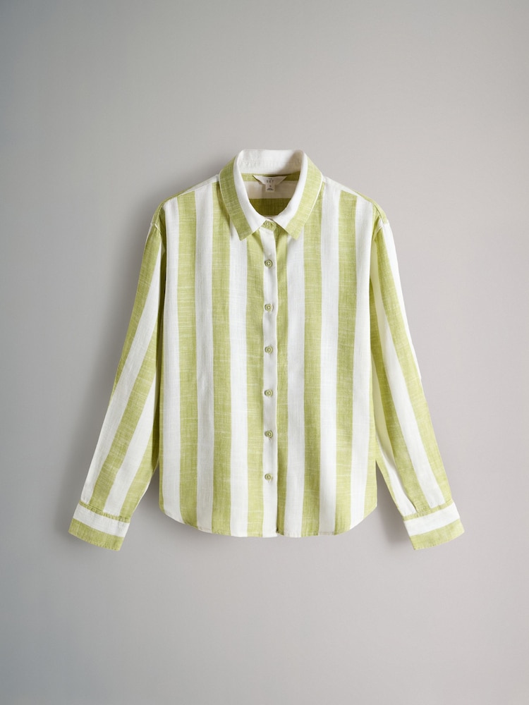 The Set Lime Green Shirt with Linen - Image 1 of 3