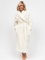 Crema - Cyberjammies Striped Sealskin Fleecy Dressing Gown - Imagen 1 de 3