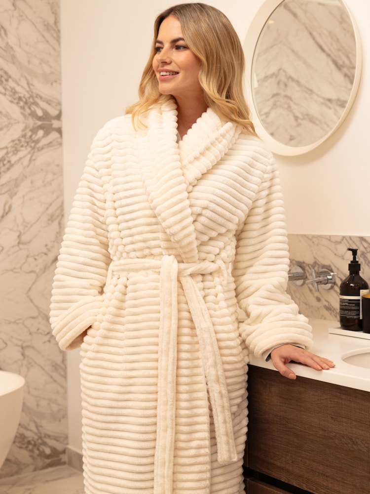 Crema - Cyberjammies Striped Sealskin Fleecy Dressing Gown - Imagen 3 de 3