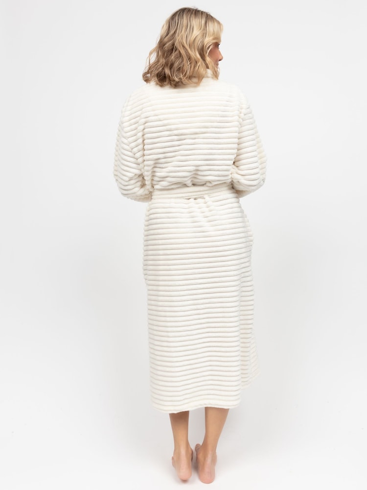 Crème - Peignoir Cyberjammies Sealskin en polaire rayé - Image 4 de 4