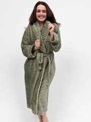 Cyberjammies Green Striped Sealskin Fleecy Dressing Gown - Image 1 of 3