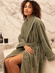 Cyberjammies Green Striped Sealskin Fleecy Dressing Gown - Image 3 of 3