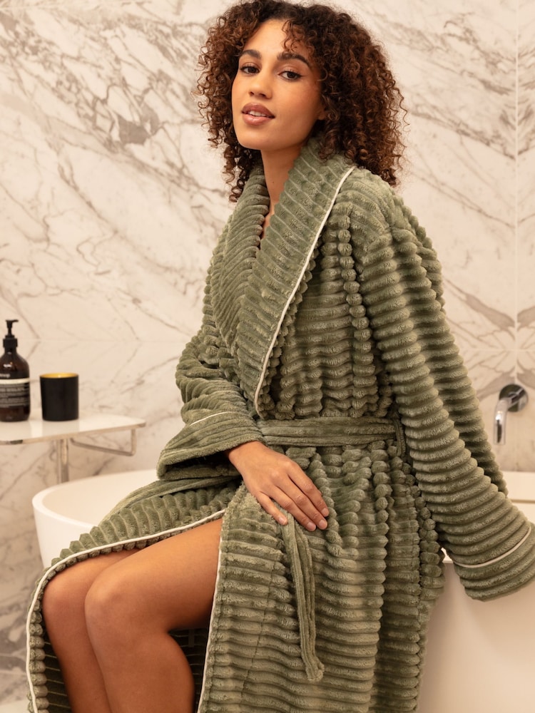 Cyberjammies Green Striped Sealskin Fleecy Dressing Gown - Image 3 of 3