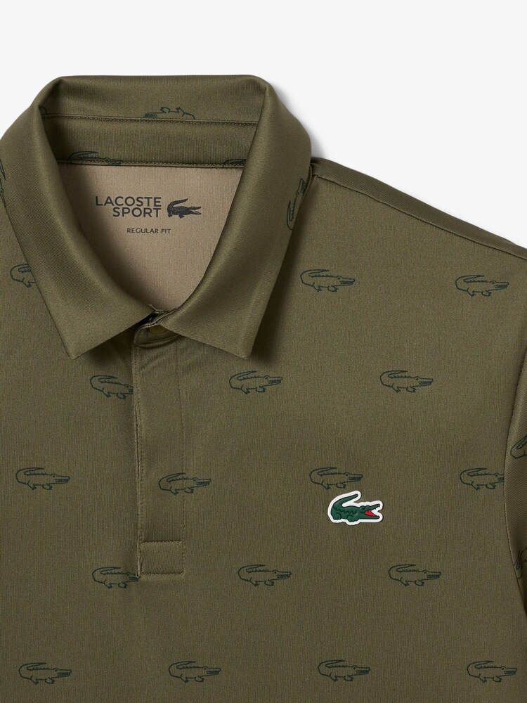 Lacoste Khaki Green Printed Golf Polo Shirt - Image 6 of 6