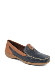 Pavers Navy-Tan Leather Moccasins - Image 3 of 6