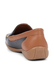 Pavers Navy-Tan Leather Moccasins - Image 4 of 6