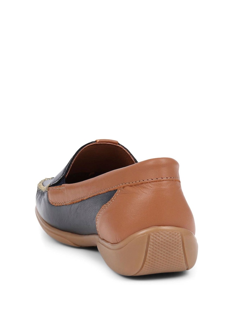 Pavers Navy-Tan Leather Moccasins - Image 4 of 6