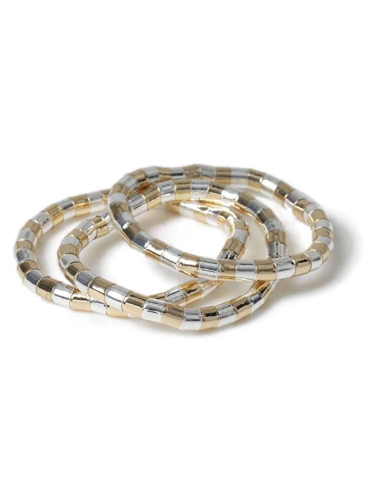 Aela Gold/Silver Tone Mixed Metal Stretch Tube Wristwear Pack - Image 1 of 2