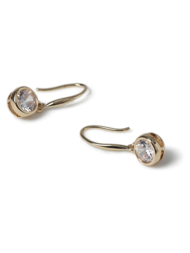 Aela Gold Tone Diamond Simulant Circular Stone Earrings - Image 2 of 4