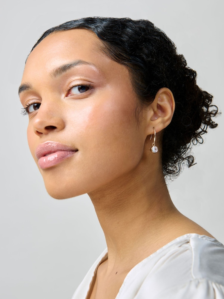 Aela Gold Tone Diamond Simulant Circular Stone Earrings - Image 4 of 4