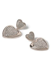 Aela Rose Gold Tone Pave Heart Drop Earrings - Image 2 of 3