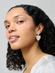 Aela Rose Gold Tone Pave Heart Drop Earrings - Image 3 of 3