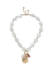 Aela Cream Pearl Effect and Shell Motif Necklace - Image 4 of 4