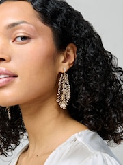 Aela Gold Tone Feather Drop Earrings - Image 3 of 4