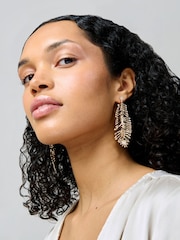 Aela Gold Tone Feather Drop Earrings - Image 4 of 4
