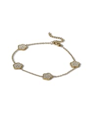 Aela Gold Tone Waterproof Stainless Steel Pave Flower Anklet - Image 1 of 1
