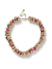 Aela Gold Tone/Pink Chunky Nugget Chipping Necklace - Image 2 of 3