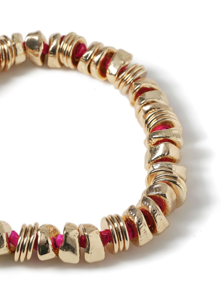 Aela Gold Tone/Pink Chunky Nugget Chipping Necklace - Image 3 of 3