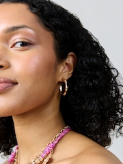 Aela Gold Tone Bamboo Hoop Earrings - Image 1 of 3