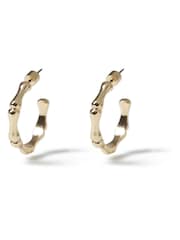 Aela Gold Tone Bamboo Hoop Earrings - Image 2 of 3