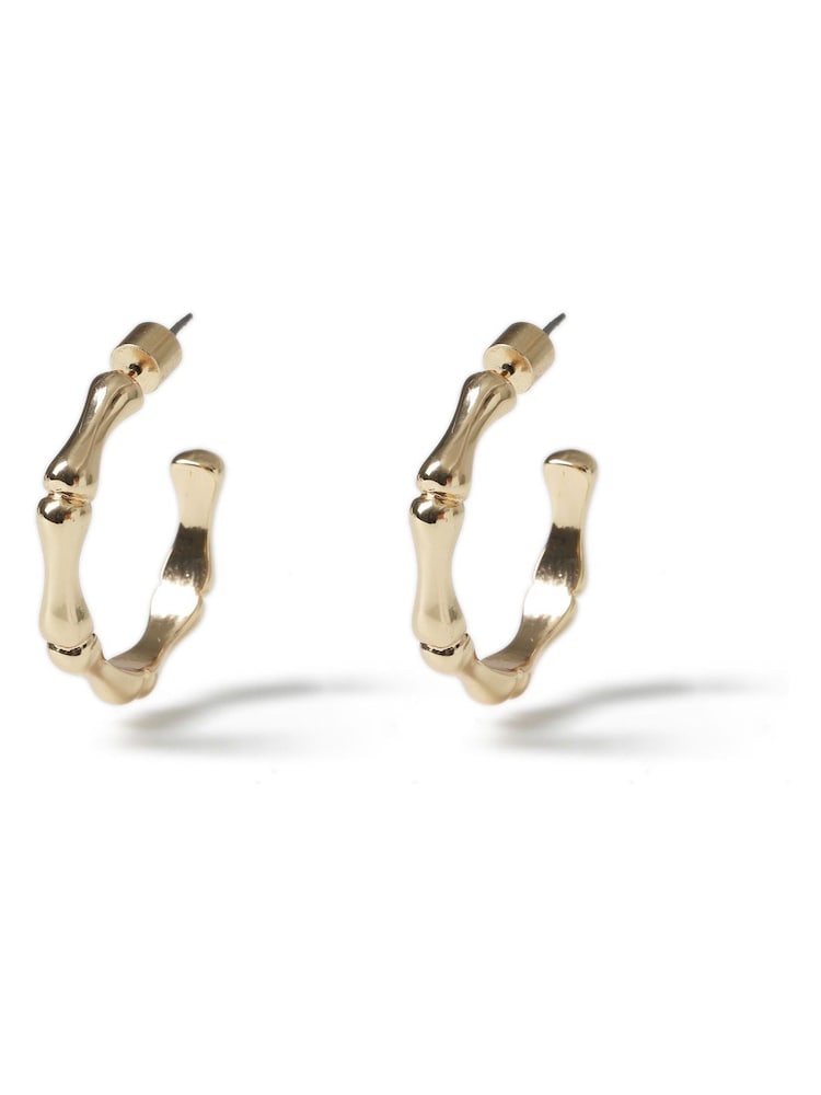 Aela Gold Tone Bamboo Hoop Earrings - Image 2 of 3
