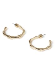 Aela Gold Tone Bamboo Hoop Earrings - Image 3 of 3