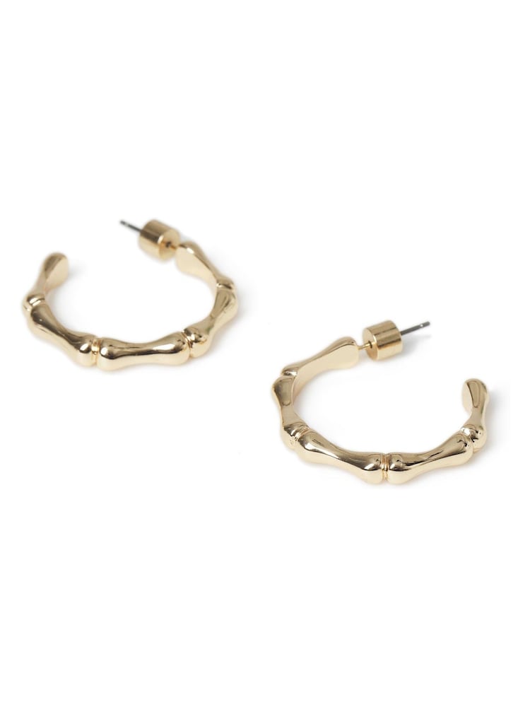Aela Gold Tone Bamboo Hoop Earrings - Image 3 of 3
