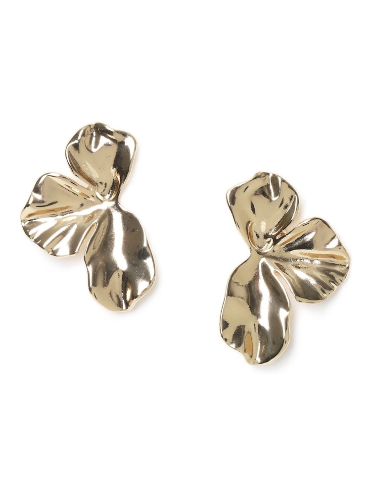Aela Gold Tone Half Flower Earrings - Image 1 of 3