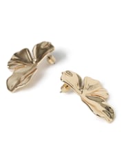 Aela Gold Tone Half Flower Earrings - Image 2 of 3