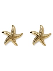 Aela Gold Tone Waterproof Stainless Steel Starfish Stud Earrings - Image 1 of 3