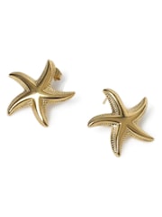 Aela Gold Tone Waterproof Stainless Steel Starfish Stud Earrings - Image 2 of 3