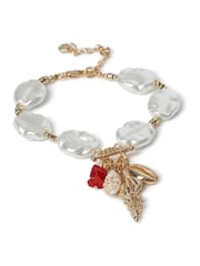 Aela Cream Pearl Effect and Real Shell Motif Bracelet - Image 4 of 4