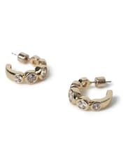 Aela Gold Tone Diamond Simulant Chunky Stone Hoop Earrings - Image 2 of 3